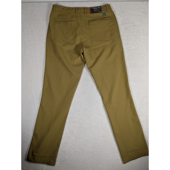 Puma Golf Mens Performance Fit Stretch Flat Front Casual Chino Pants 33x32 Khaki - Picture 7 of 12